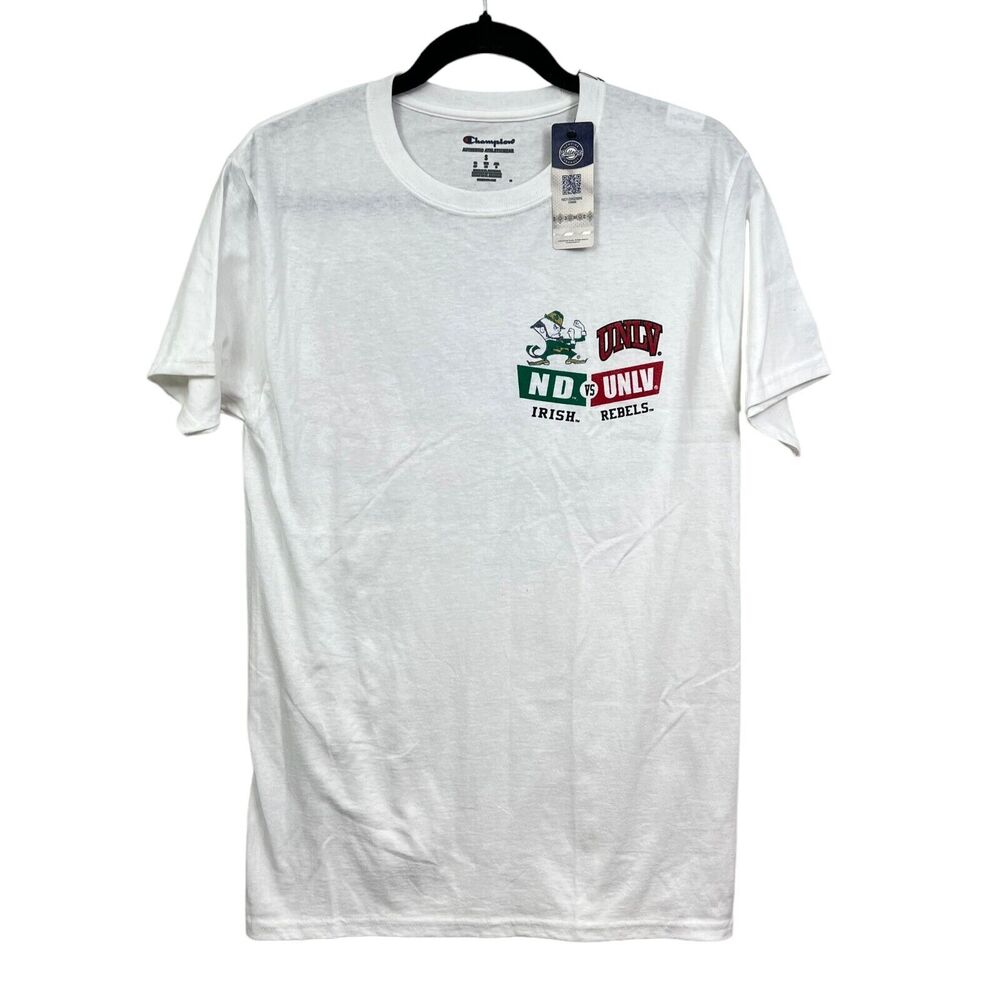 Champion Women T Shirt 2022 ND Irish Vs UNLV Rebels Short Sleeve White Sz Small*